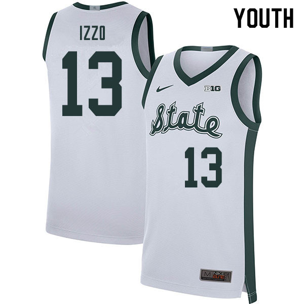 Youth Michigan State Spartans #13 Steven Izzo NCAA Nike Authentic White Retro College Stitched Basketball Jersey XS41R76QY
